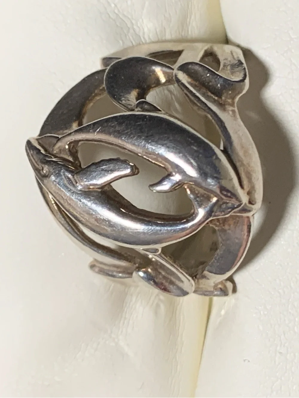 Unique Whale & Dolphin Ring- Sterling 925, Carol Felley, Sz 10, Open Work Lg